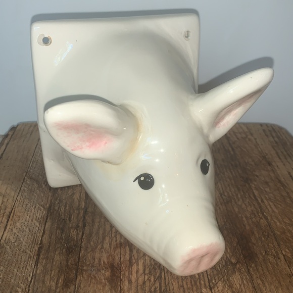 Vintage Pink Nose / Ears ceramic pig wall hanging - Picture 2 of 6